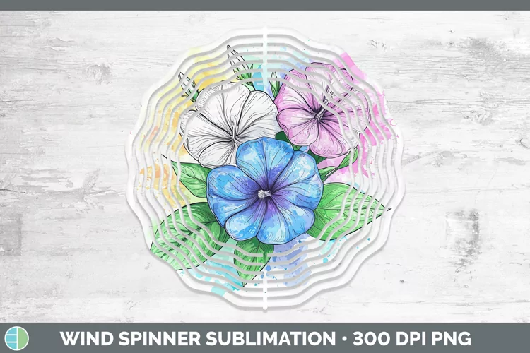 Watercolor Morning Glory Wind Spinner Sublimation Spinner De