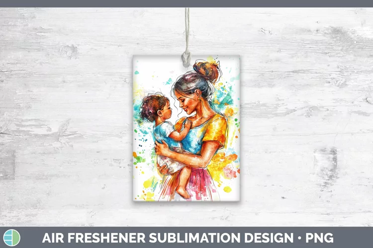 Watercolor Mother Child Air Freshener Sublimation Car Freshe