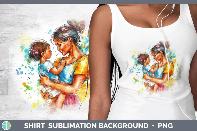 Watercolor Mother Child Shirt Sublimation Sublimation Backgr