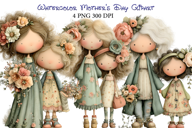 Watercolor Mothers Day Clipart