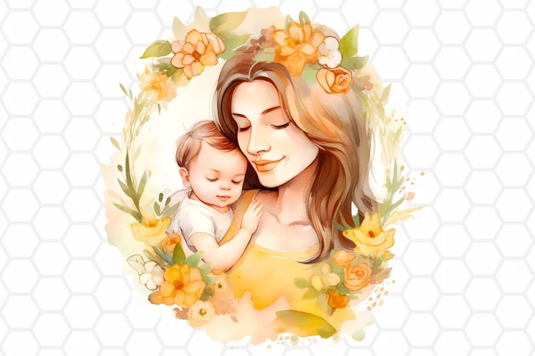 Watercolor Mothers day Clipart, Sublimation PNG
