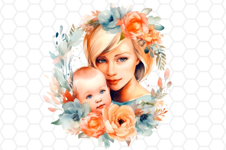 Watercolor Mothers day Clipart, Sublimation PNG