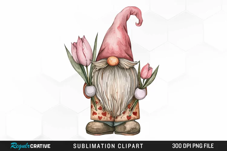 Watercolor Mothers Day Gnome Graphic Clipart