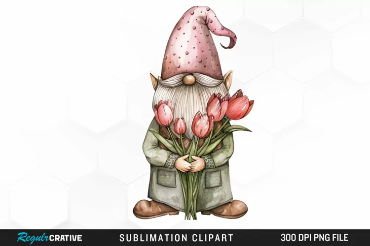 Watercolor Mothers Day Gnome Graphic Clipart