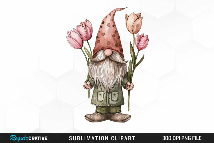 Watercolor Mothers Day Gnome Art Clipart