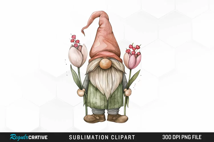 Watercolor Mothers Day Gnome Graphic Clipart
