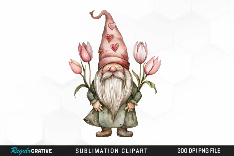Watercolor Mothers Day Gnome Graphic Clipart