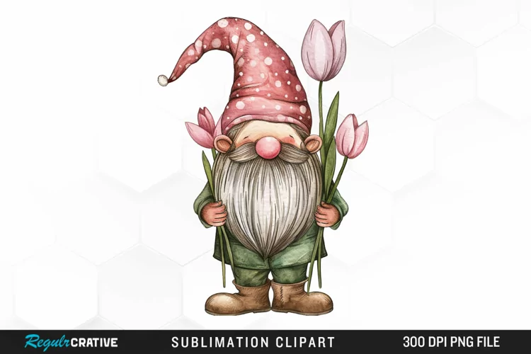 Watercolor Mothers Day Gnome Graphic Clipart