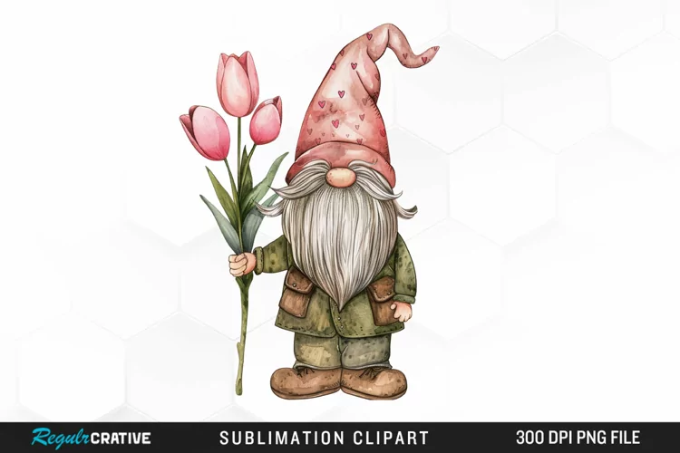 Watercolor Mothers Day Gnome Art Clipart