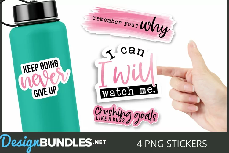 Motivational Watercolor PNG Sticker Bundle