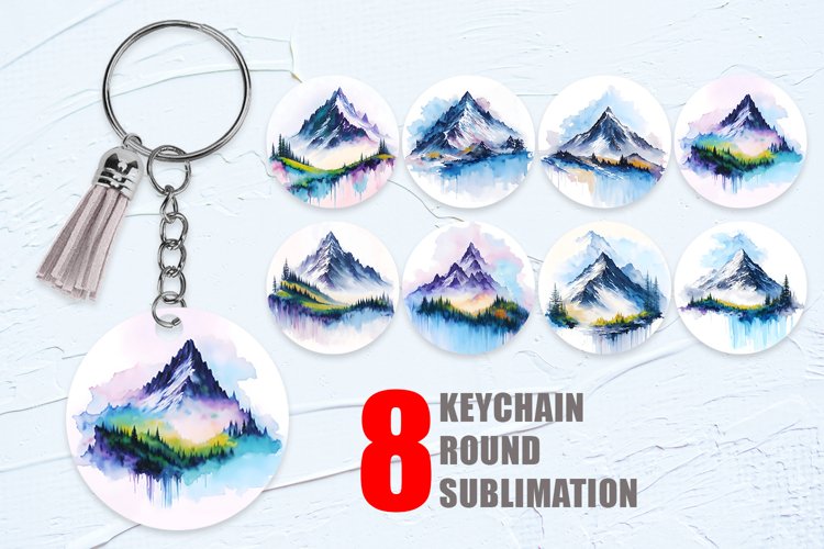 Watercolor Mountain Painting Keychain | Keyring