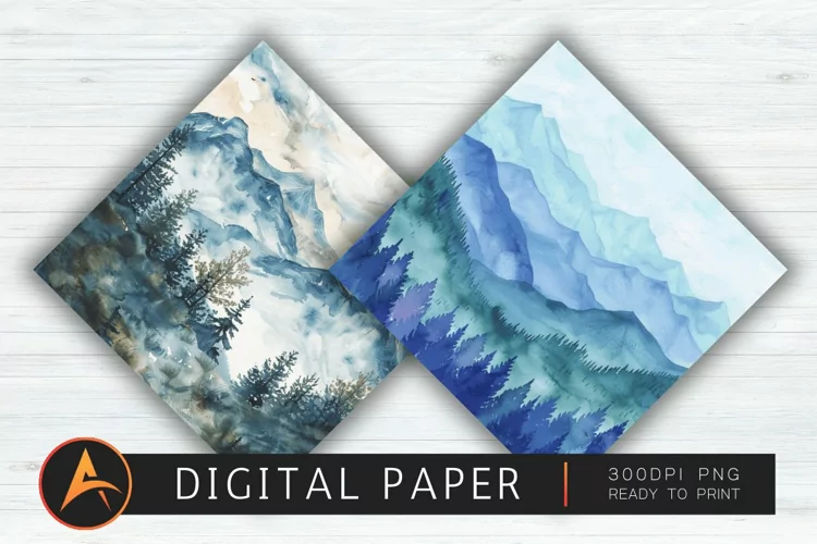 Watercolor Mountain Views Background
