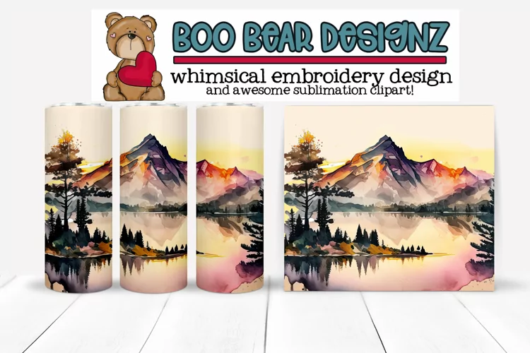Watercolor Mountain Sublimation tumbler design