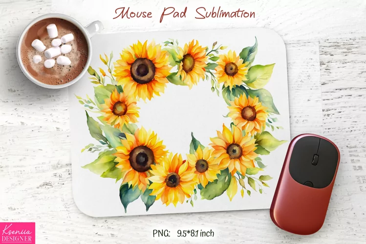 Watercolor Sunflower Design|Flower Mouse Pad Sublimation