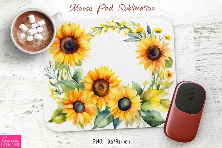Watercolor Sunflower Design|Flower Mouse Pad Sublimation