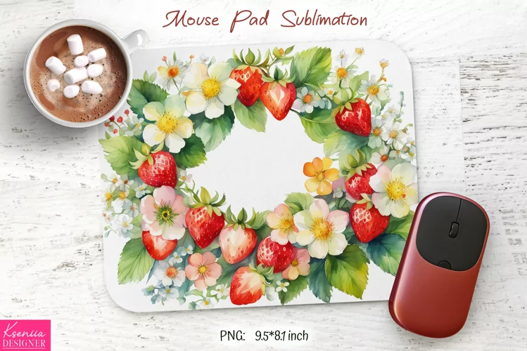 Watercolor Flower Wreath Design|Flower Mouse Pad Sublimation