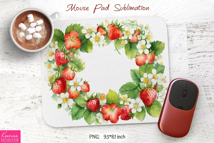 Watercolor Flower Wreath Design|Flower Mouse Pad Sublimation
