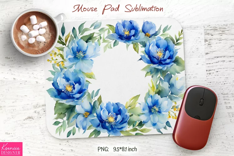 Watercolor Flower Wreath Design|Flower Mouse Pad Sublimation