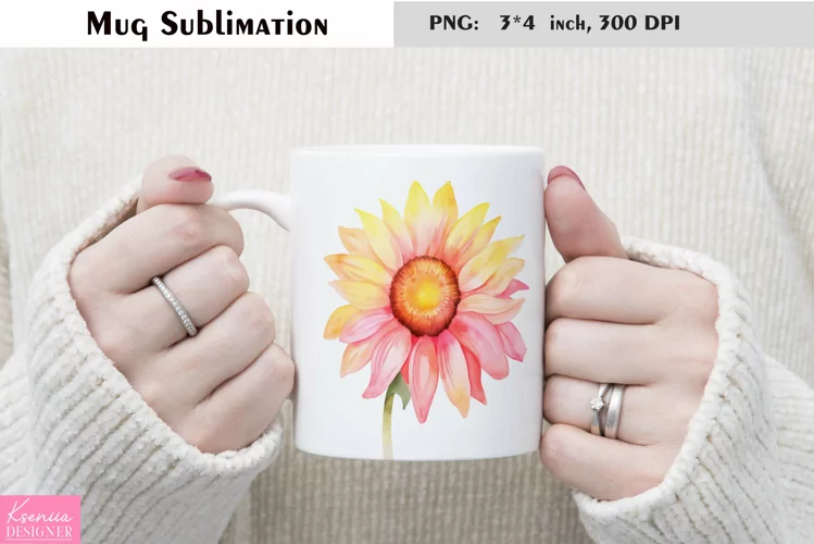 Watercolor Flower Mug Sublimation|Floral Design