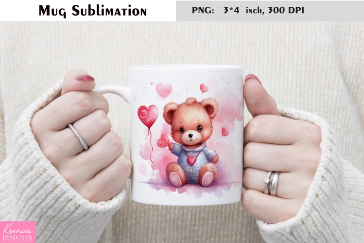 Watercolor Love Mug Sublimation|Heart Mug Design example image 1