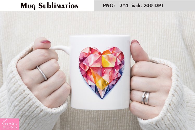 Watercolor Love Mug Sublimation|Heart Mug Design example image 1