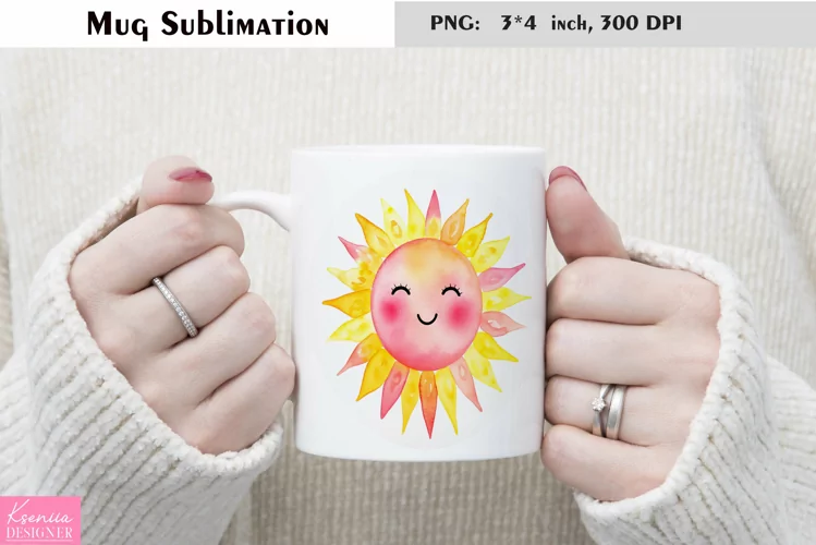 Watercolor Flower Mug Sublimation|Floral Sun Design