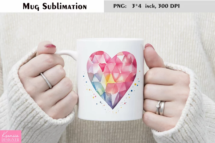Watercolor Love Mug Sublimation|Heart Mug Design