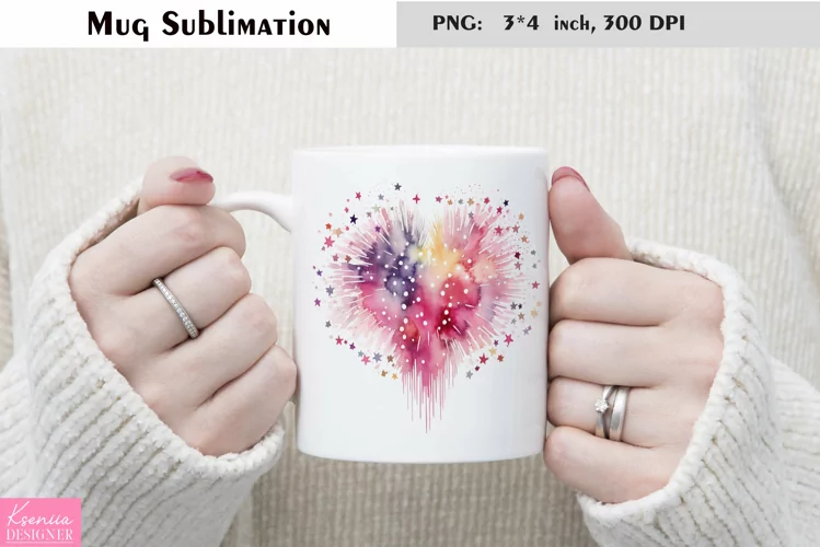 Watercolor Love Mug Sublimation|Heart Mug Design