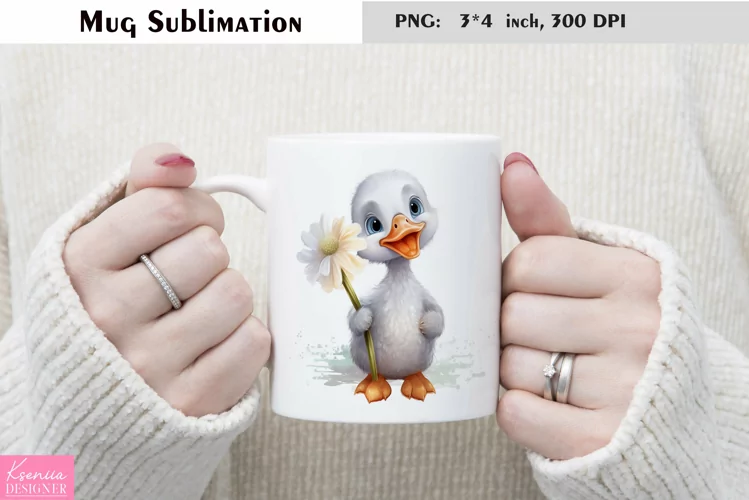 Watercolor Goose Mug Sublimation|Cartoon Mug Design