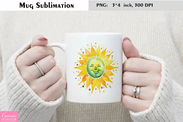 Watercolor Sun Mug Sublimation|Summer Design
