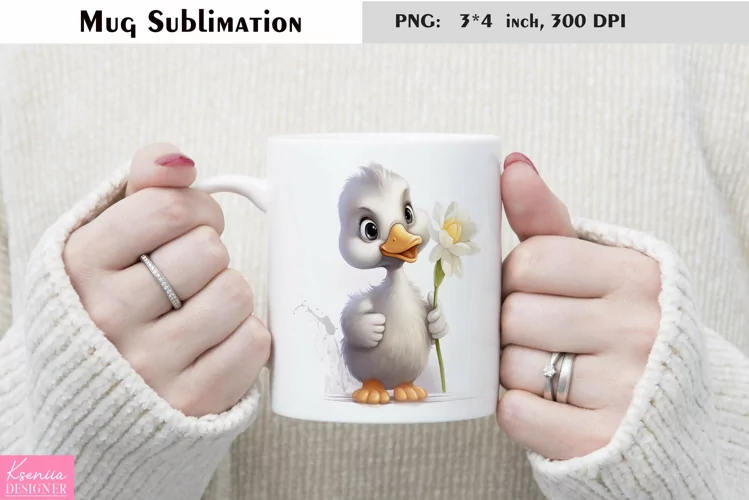 Watercolor Goose Mug Sublimation|Cartoon Mug Design