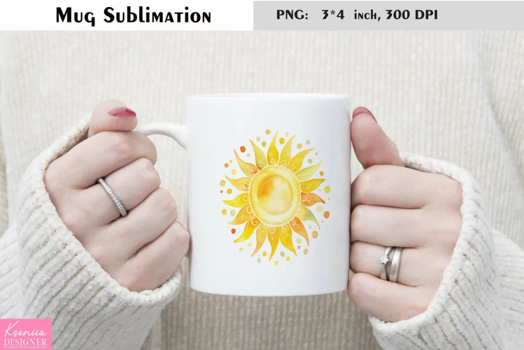Watercolor Sun Mug Sublimation|Summer Design