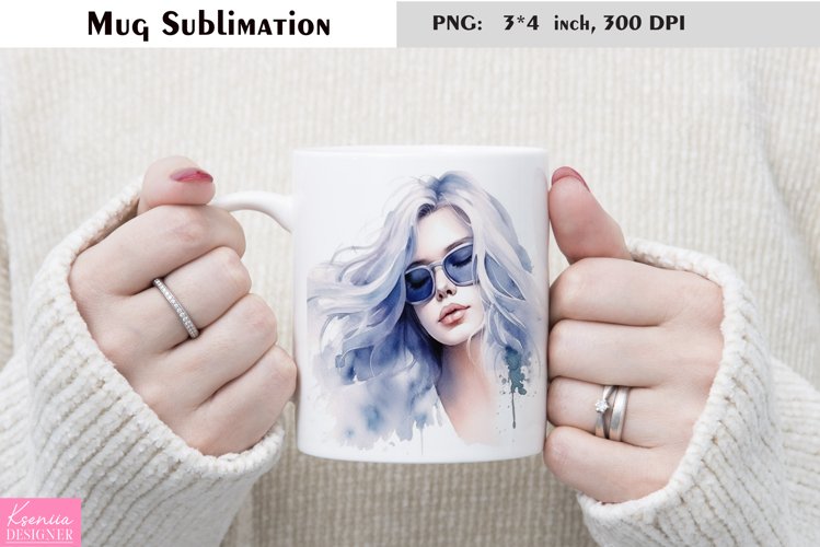 Watercolor Mug Sublimation|Watercolor Girl example image 1