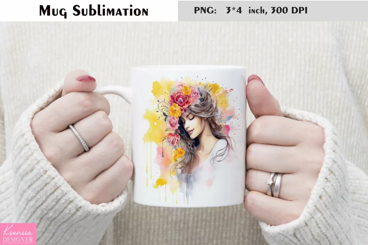 Watercolor Flower Mug Sublimation|Floral Design