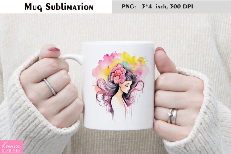 Watercolor Love Mug Sublimation|Floral Mug Design