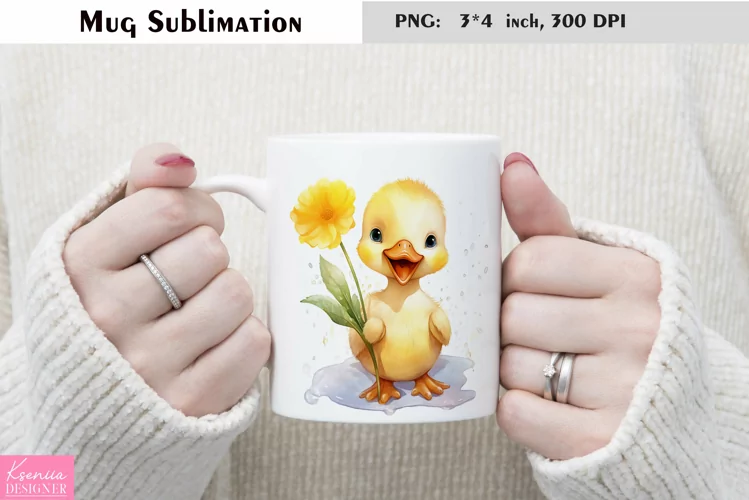 Watercolor Goose Mug Sublimation|Cartoon Mug Design