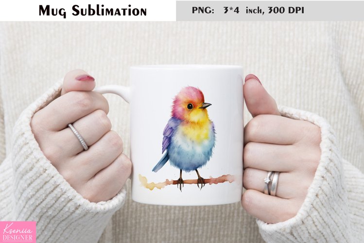 Watercolor Bird Mug Sublimation|Animal Mug Design example image 1