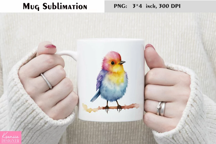 Watercolor Bird Mug Sublimation|Animal Mug Design