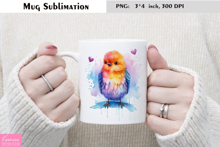 Watercolor Bird Mug Sublimation|Animal Mug Design