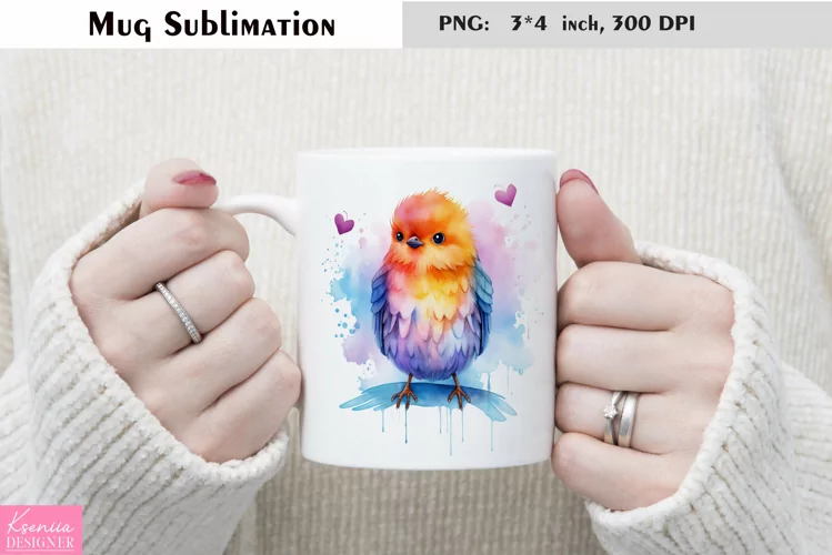Watercolor Bird Mug Sublimation|Animal Mug Design