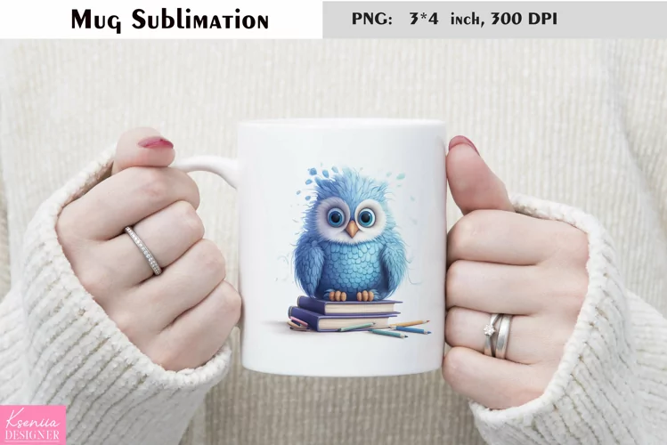 Watercolor Owl with Books Mug Sublimation