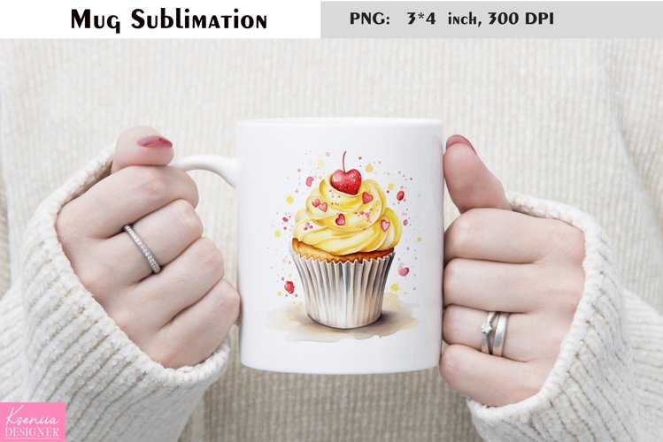 Watercolor Sweet Mug Sublimation|Cake Mug Design example image 1