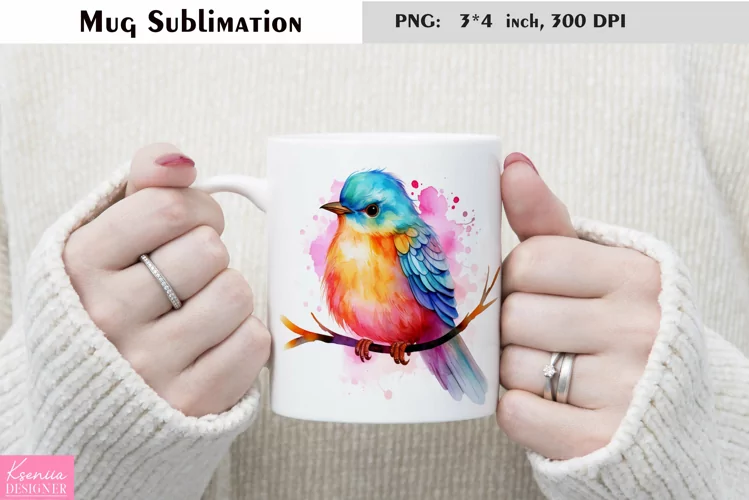 Watercolor Bird Mug Sublimation|Animal Mug Design