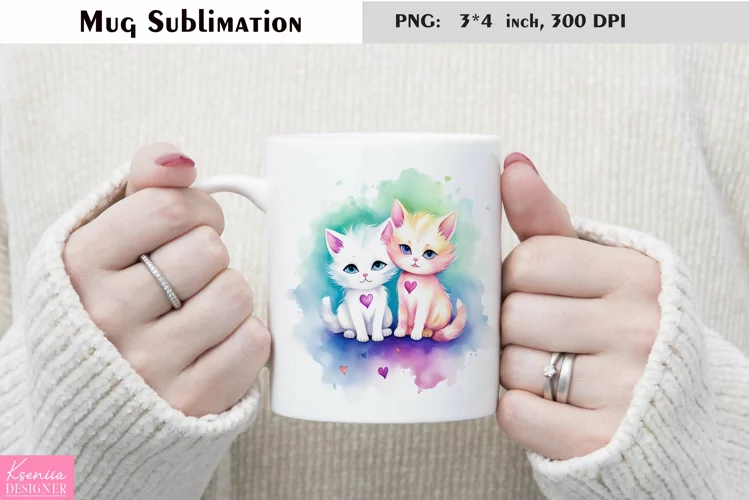 Watercolor Cat Mug Sublimation|Animal Mug Design