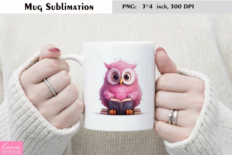 Watercolor Owl with Books Mug Sublimation