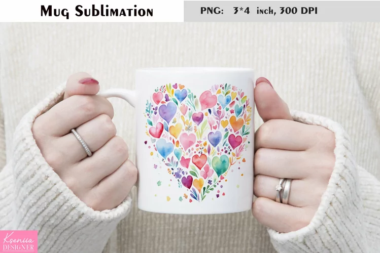 Watercolor Love Mug Sublimation|Heart Mug Design