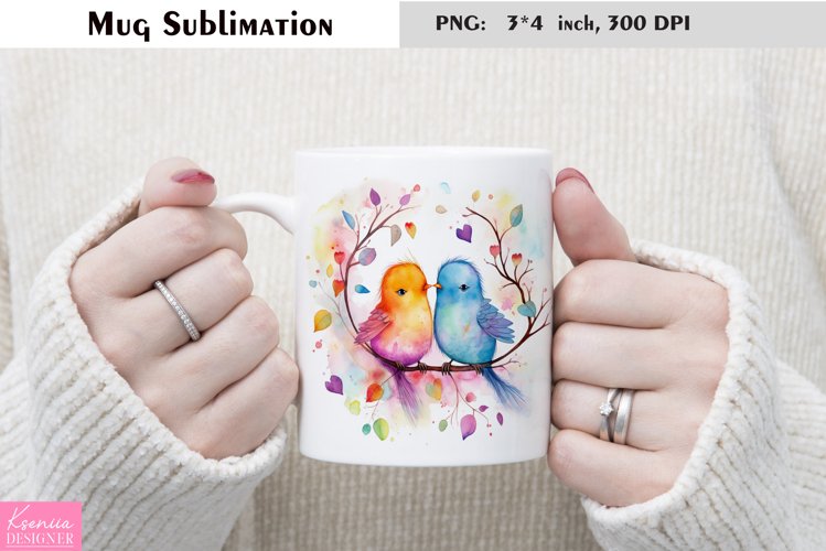 Watercolor Bird Mug Sublimation|Animal Mug Design