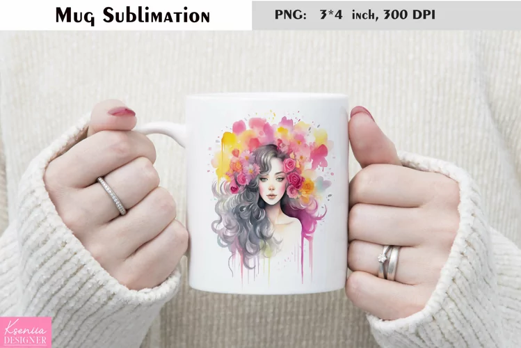 Watercolor Love Mug Sublimation|Floral Mug Design