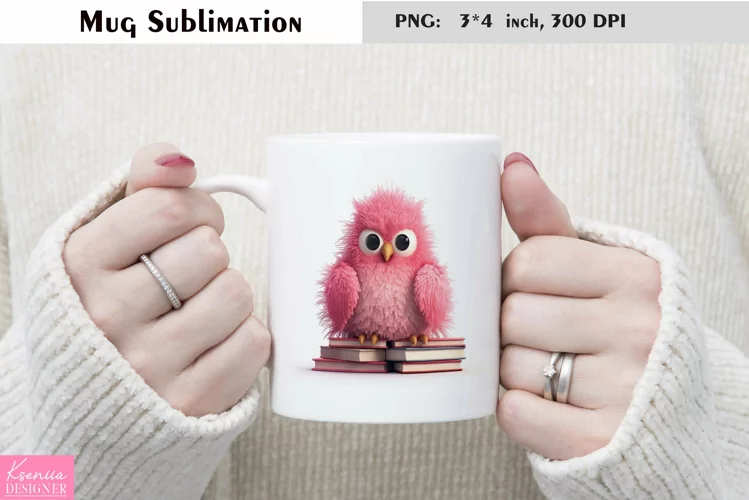 Watercolor Owl with Books Mug Sublimation