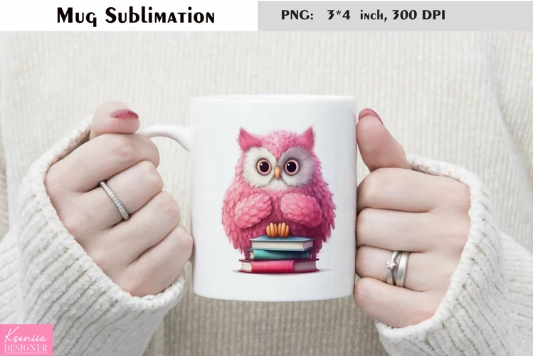 Watercolor Owl with Books Mug Sublimation